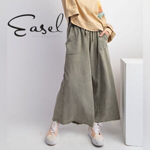 Easel Washed Terry Knit Pants - Ash
